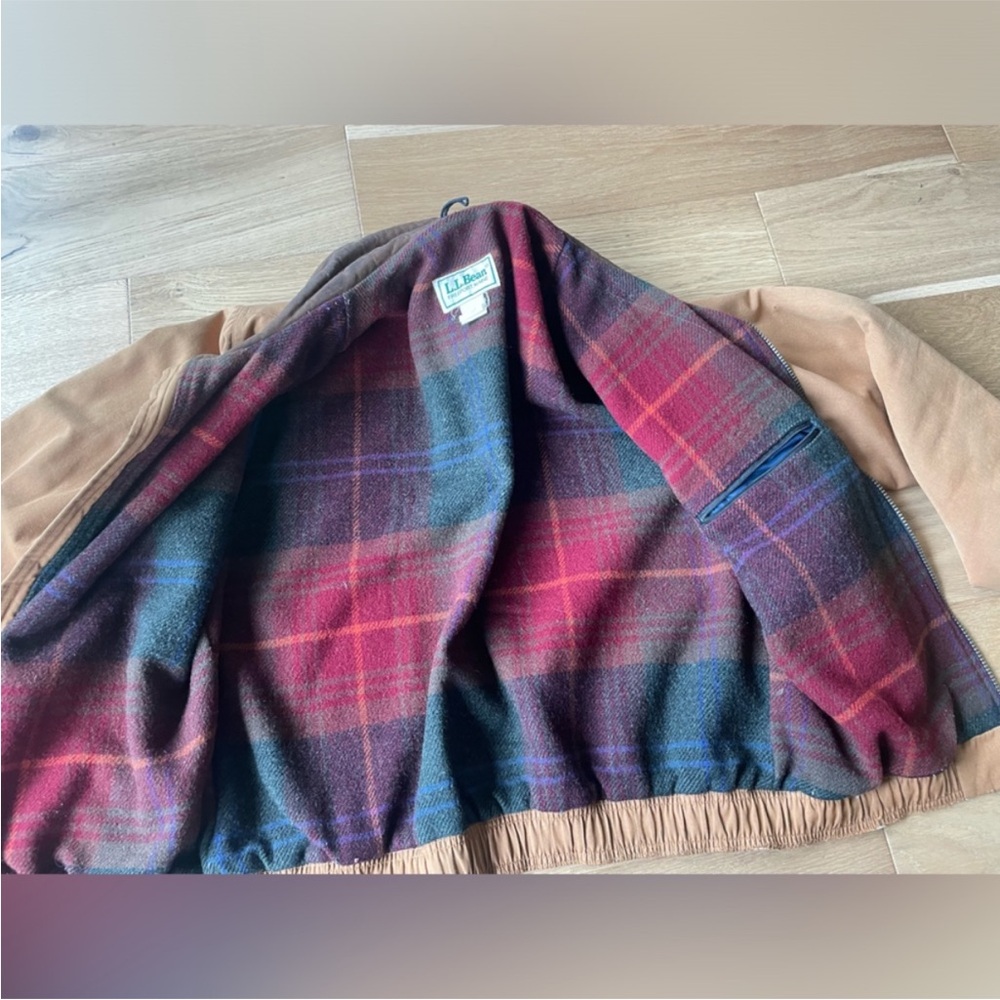 L.L. Bean Tan Bomber Jacket with Brown Collar - Picture 10 of 11